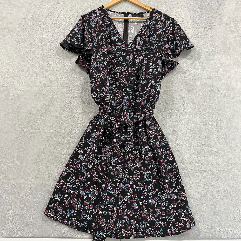 Lane Bryant Dress 22 Midi Floral Satiny Belted Flutter Cottage Core Prairie NWT